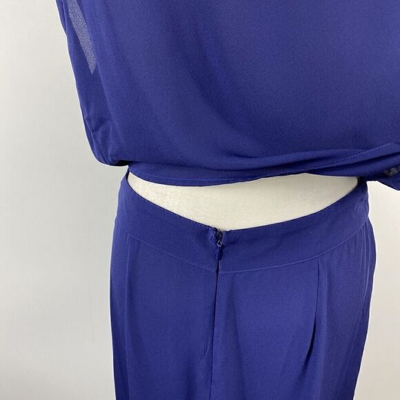 Leith Size Medium Sleeveless Open Back Maxi Dress Navy Blue Sheer Party Event - Picture 4 of 9